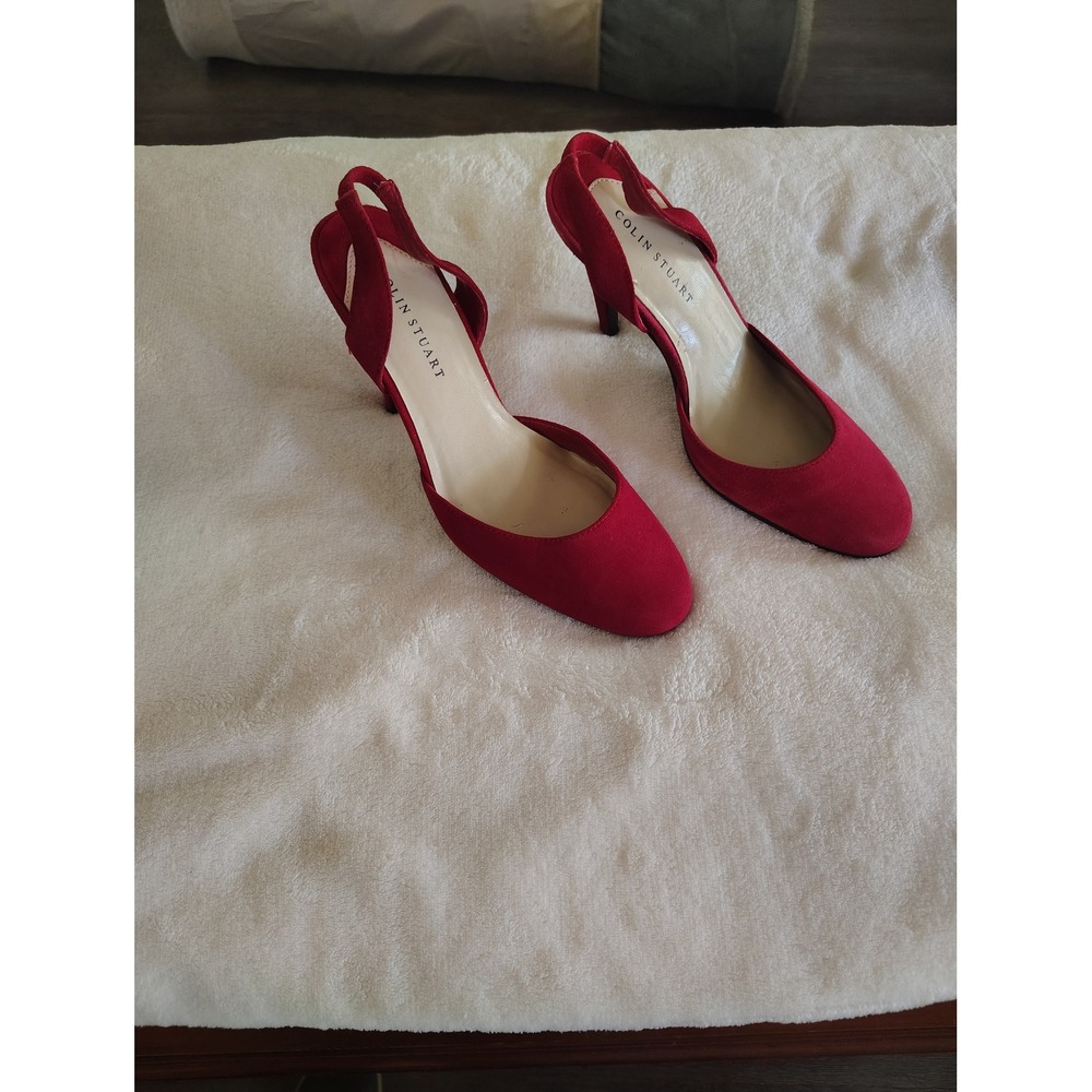 Colin Stuart Ruby Red Slingback Heels Almond Toe Pumps Kids Size 5‎ 175375-051